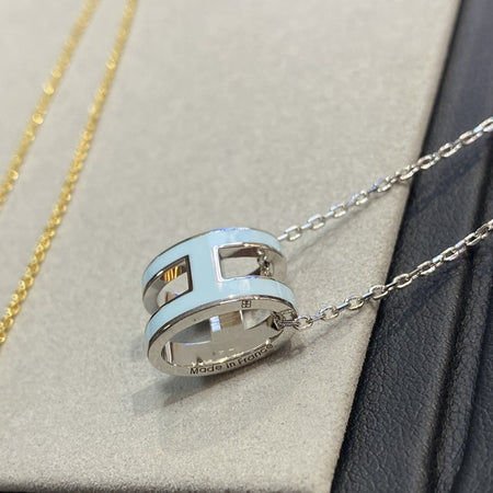 [Amore Jewels]POP H LIGHT BLUE NECKLACE