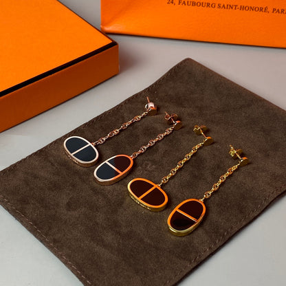 [Amore Jewels]CHAINE VERSO BLACK CERAMIC EARRINGS