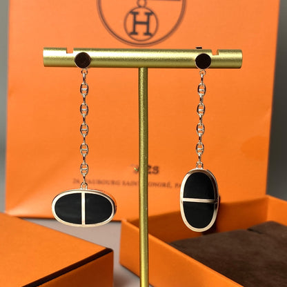 [Amore Jewels]CHAINE VERSO BLACK CERAMIC EARRINGS