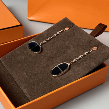 [Amore Jewels]CHAINE VERSO BLACK CERAMIC EARRINGS
