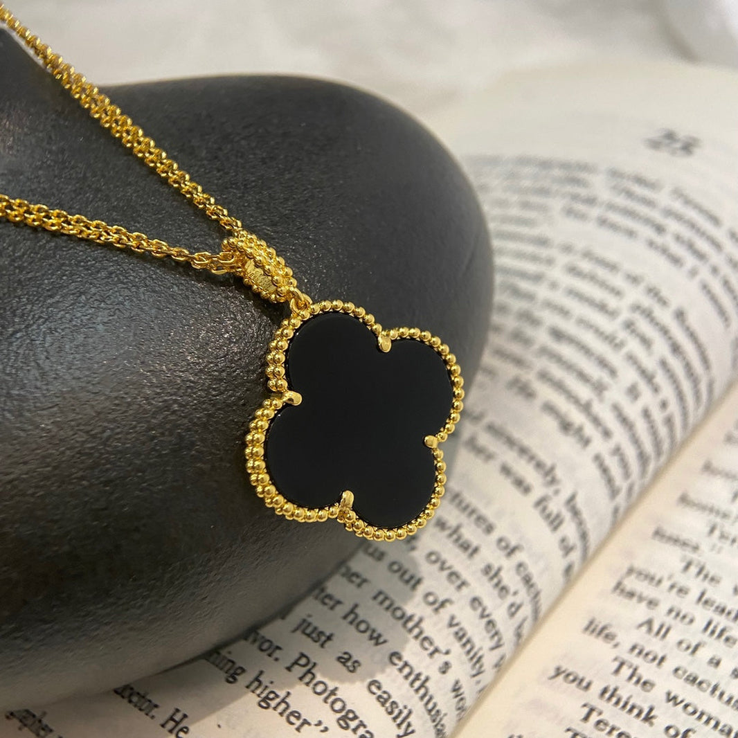 [Amore Jewels]CLOVER 25MM NECKLACE GOLD ONYX