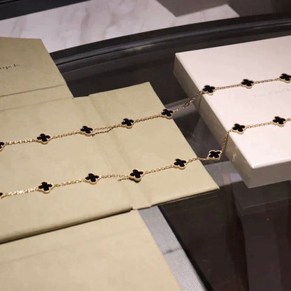 [Amore Jewels]CLOVER 20 MOTIFS ONYX NECKLACE