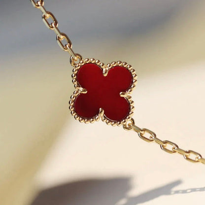 [Amore Jewels]CLOVER 20 MOTIFS CARNELIAN NECKLACE