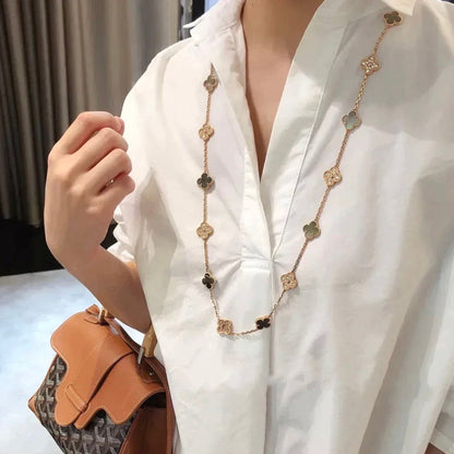 [Amore Jewels]CLOVER 20 MOTIFS DARK MOP DIAMOND  NECKLACE
