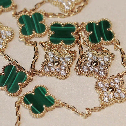 [Amore Jewels]CLOVER 20 MOTIFS MALACHITE DIAMOND NECKLACE