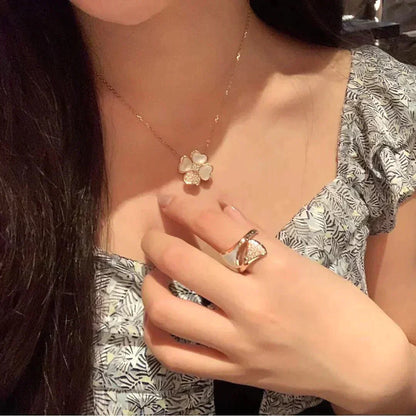 [Amore Jewels]CLOVER MOP DIAMOND ROSE GOLD NECKLACE