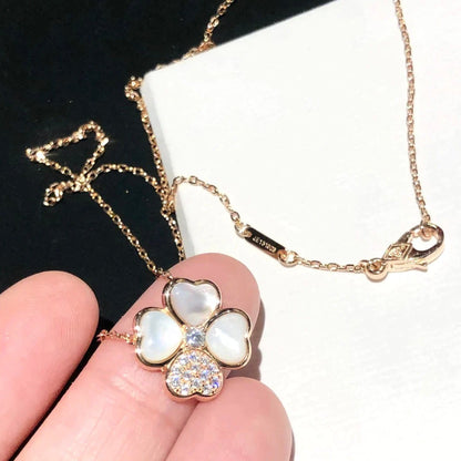 [Amore Jewels]CLOVER MOP DIAMOND ROSE GOLD NECKLACE