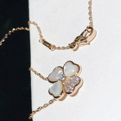 [Amore Jewels]CLOVER MOP DIAMOND ROSE GOLD NECKLACE