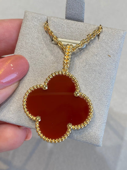 [Amore Jewels]CLOVER 25MM NECKLACE GOLD CARNELIAN