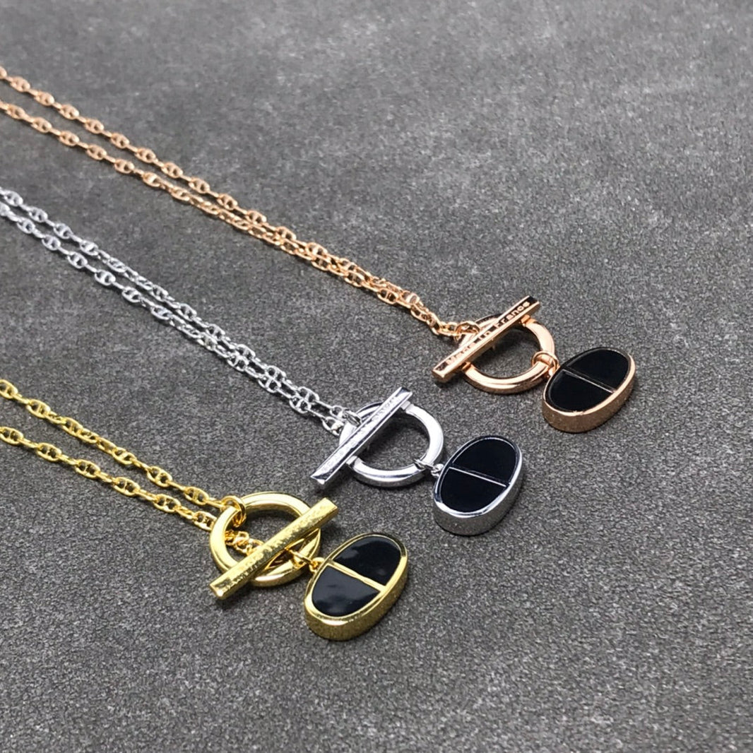 [Amore Jewels]CHAINE VERSO BLACK CERAMIC  NECKLACE