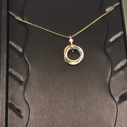 [Amore Jewels]TRINITY SILVER GOLD PINK GOLD NECKLACE
