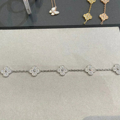 [Amore Jewels] CLOVER 5 MOTIF FULL DIAMOND BRACELET COLLECTION