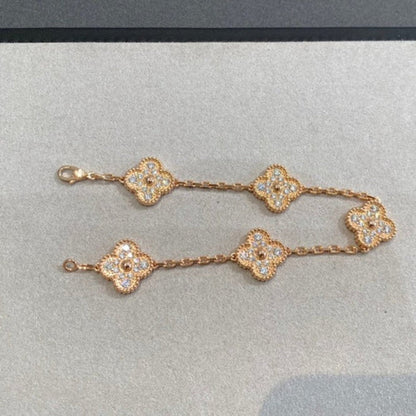 [Amore Jewels] CLOVER 5 MOTIF FULL DIAMOND BRACELET COLLECTION
