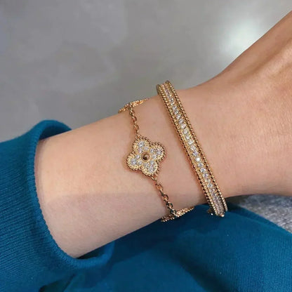 [Amore Jewels] CLOVER 5 MOTIF FULL DIAMOND BRACELET COLLECTION
