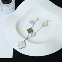 [Amore Jewels]CLOVER BRACELET 5 MOTIFS MOP CHALCEDONY SILVER
