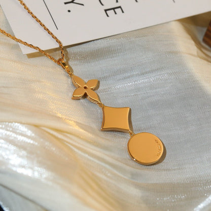 [Amore Jewels]STAR AND SUN DIAMOND PINK GOLD NECKLACE