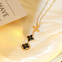 [Amore Jewels]STAR AND SUN ONYX PINK GOLD NECKLACE