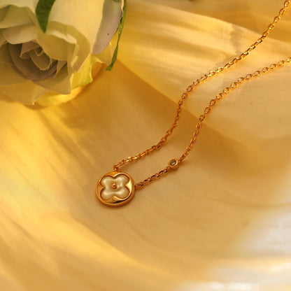 [Amore Jewels]SUN PEDANT PINK GOLD 1 DIAMOND NECKLACE
