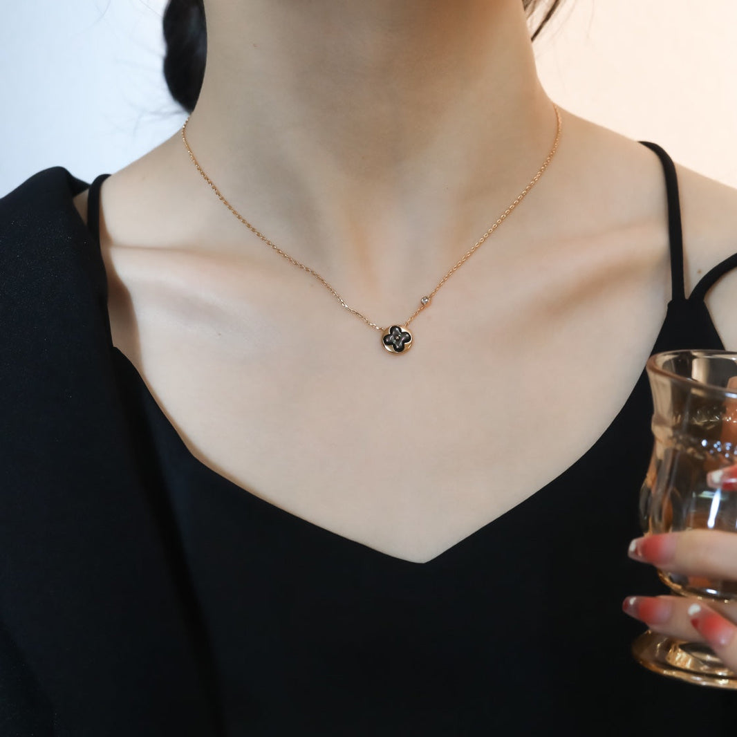 [Amore Jewels]SUN PEDANT PINK GOLD 1 DIAMOND NECKLACE