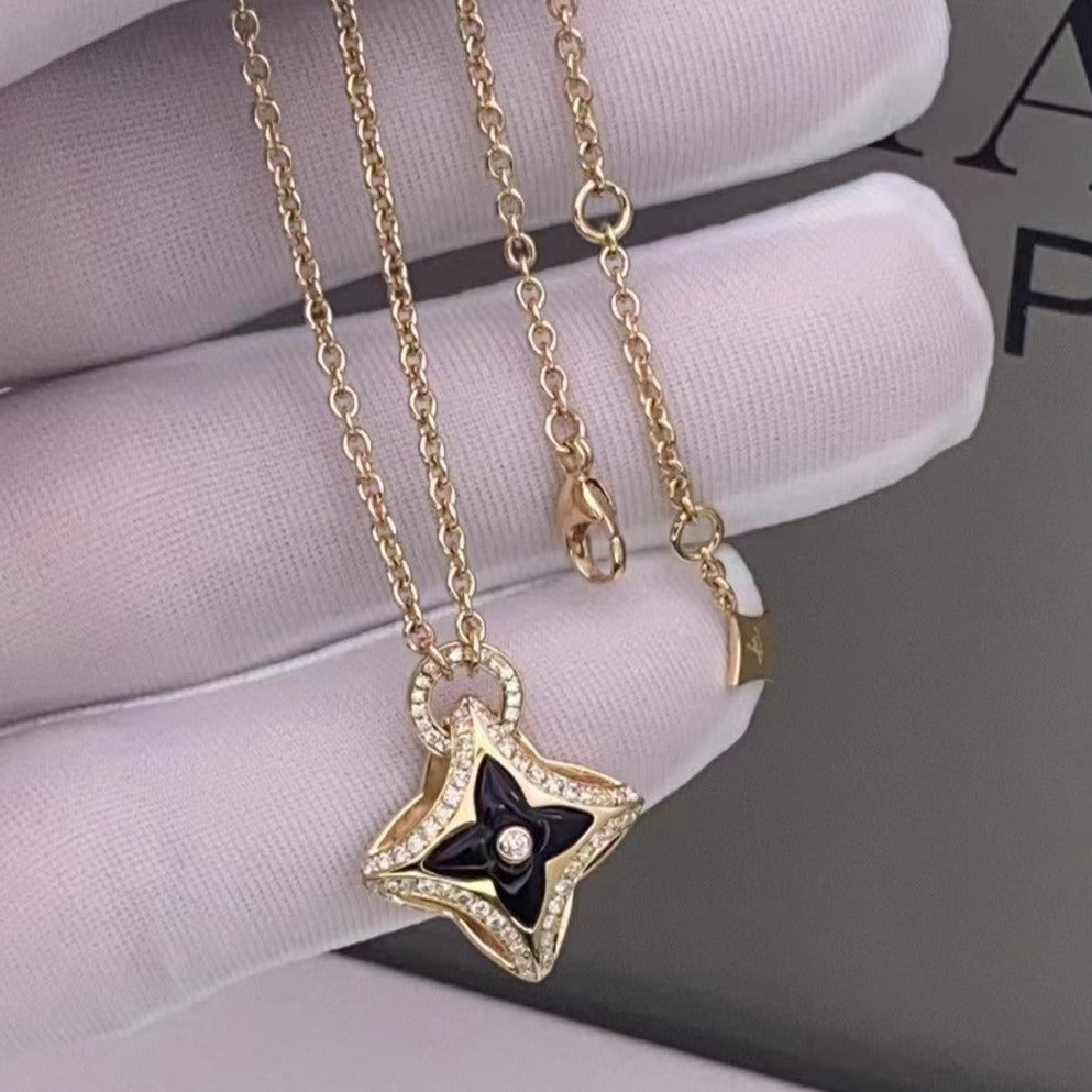 [Amore Jewels]STAR PEDANT PINK GOLD DIAMOND NECKLACE