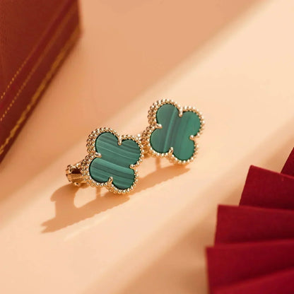 [Amore Jewels]CLOVER MEDIUM 1 MOTIFS MALACHITE  EARRINGS