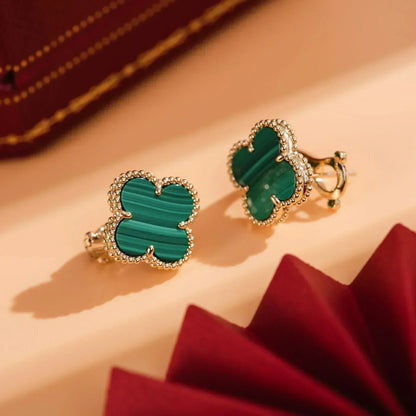 [Amore Jewels]CLOVER MEDIUM 1 MOTIFS MALACHITE  EARRINGS