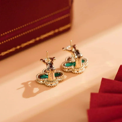 [Amore Jewels]CLOVER MEDIUM 1 MOTIFS MALACHITE  EARRINGS