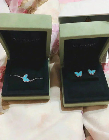 [Amore Jewels]BUTTERFLY TURQUOISE EARRINGS SILVER