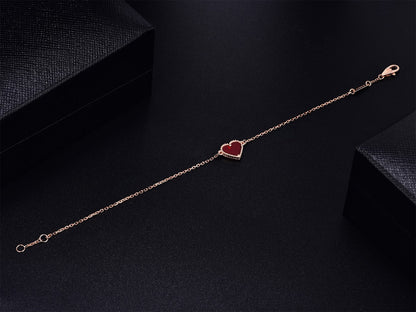 [Amore Jewels]HEART CARNELIAN PINK GOLD BRACELET