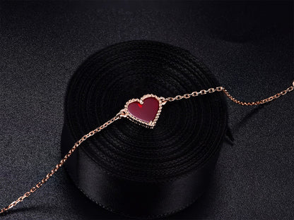 [Amore Jewels]HEART CARNELIAN PINK GOLD BRACELET