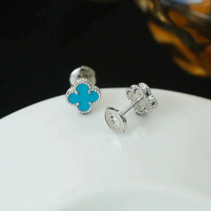 [Amore Jewels]CLOVER MINI TUROUOISE SILVER STUD EARRINGS