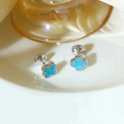 [Amore Jewels]CLOVER MINI TUROUOISE SILVER STUD EARRINGS