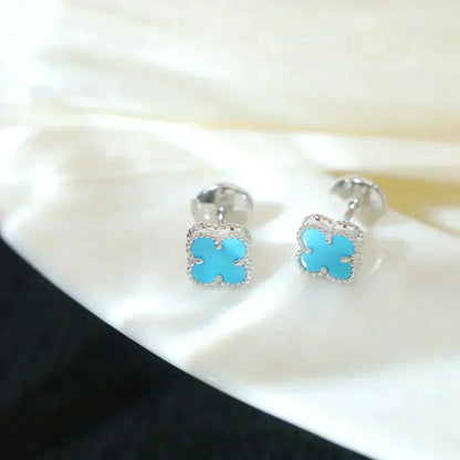 [Amore Jewels]CLOVER MINI TUROUOISE SILVER STUD EARRINGS