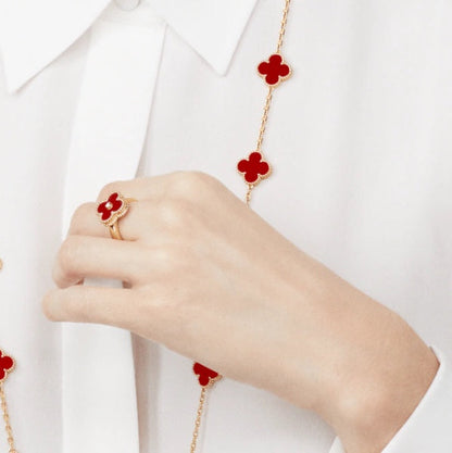 [Amore Jewels]CLOVER CARNELIAN RING ROSE GOLD DIAMOND