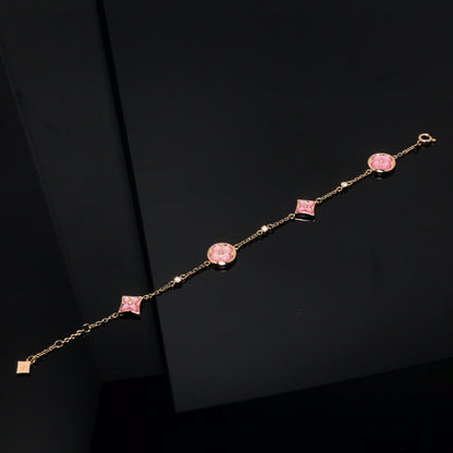 [Amore Jewels]STAR AND SUN 4 MOTIF PINK MOP PINK GOLD BRACELET