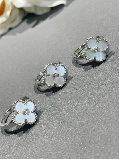 [Amore Jewels]CLOVER SILVER MOP DIAMOND RING
