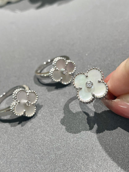 [Amore Jewels]CLOVER SILVER MOP DIAMOND RING