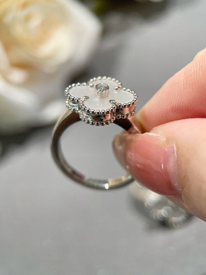 [Amore Jewels]CLOVER SILVER MOP DIAMOND RING