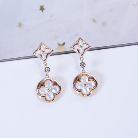 [Amore Jewels]STAR AND SUN PINK GOLD MOP DROP EARRINGS