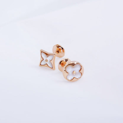 [Amore Jewels]STAR AND SUN PINK GOLD MOP STUD EARRINGS
