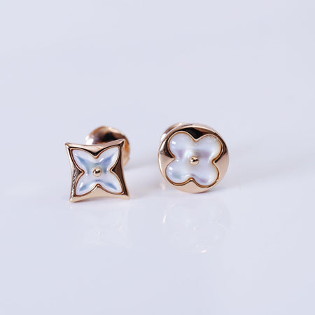 [Amore Jewels]STAR AND SUN PINK GOLD MOP STUD EARRINGS