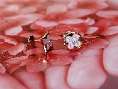 [Amore Jewels]STAR AND SUN PINK GOLD MOP STUD EARRINGS