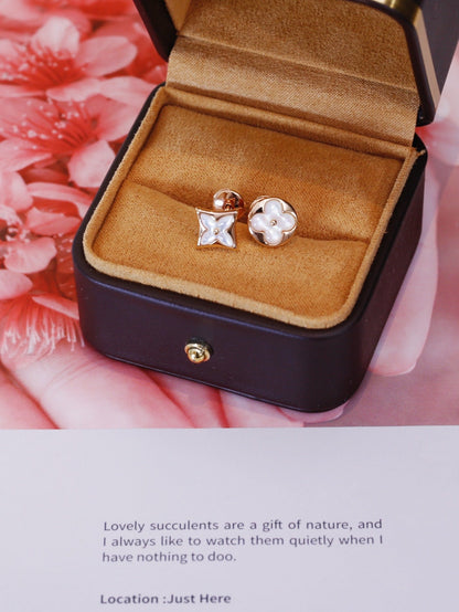 [Amore Jewels]STAR AND SUN PINK GOLD MOP STUD EARRINGS