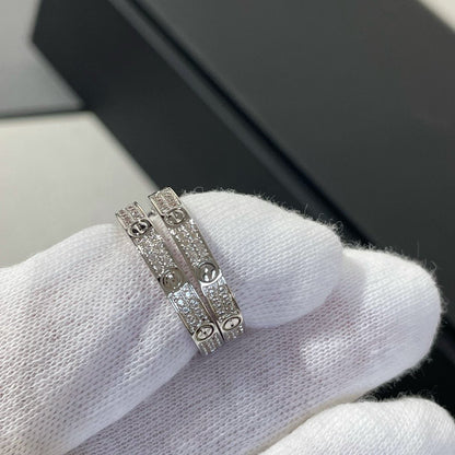 [Amore Jewels]LOVE DIAMOND SILVER HOOP EARRINGS
