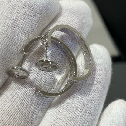 [Amore Jewels]LOVE DIAMOND SILVER HOOP EARRINGS