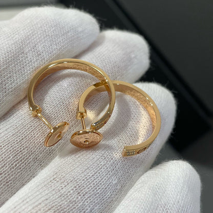 [Amore Jewels]LOVE DIAMOND PINK GOLD HOOP EARRINGS