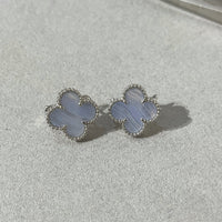 [Amore Jewels]CLOVER CHALCEDONY SILVER STUD EARRINGS