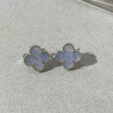 [Amore Jewels]CLOVER CHALCEDONY SILVER STUD EARRINGS