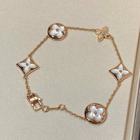 [Amore Jewels]STAR AND SUN 5 MOTIF MOP PINK GOLD BRACELET
