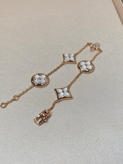 [Amore Jewels]STAR AND SUN 5 MOTIF MOP PINK GOLD BRACELET